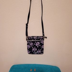 Betsy Johnson Crossbody Purse Skulls With Halloween Pumpkin Earrings.